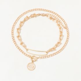 European And American High-grade Retro U-shaped Double-layer Metal Chain Tag Necklace