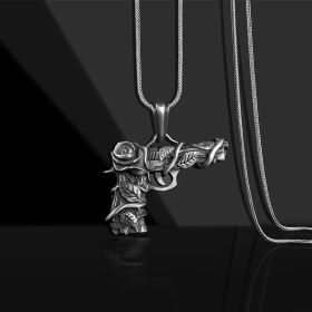 Men's Fashion Personalized Gun And Rose Pendant Necklace