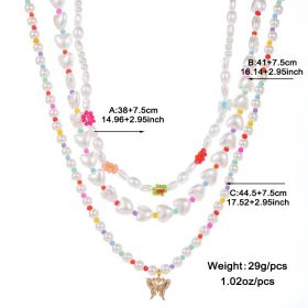 Gold-plated Inlaid Pearl Multi-row Necklace Women's Suit (Option: NXN02686color)