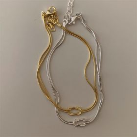 Stainless Steel Valentine's Day Knot Snake Chain Necklace Hand Knotted Bracelet (Option: Steel Necklace)