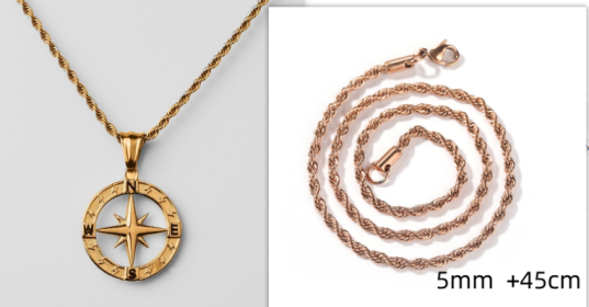 Stainless Steel Compass Circular Necklace (Option: Gold hollow rose gold)
