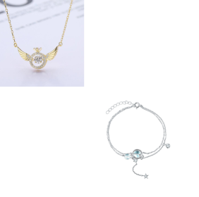 Angel Wings Wings Necklace Women's Korean Light Luxury Simple (Option: Gold C Set)