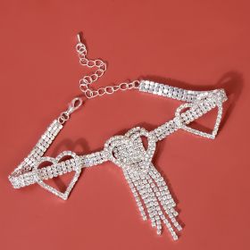Fashion Fashion Style Tassel Blue Rhinestone Anklet (Color: silver)