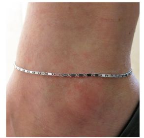 All-match Fresh And Popular Simple Beach Chain Anklet (Color: silver)