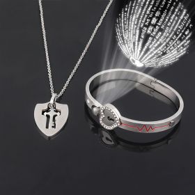 Fashion Jewelry Titanium Steel Couple Love Lock, Bracelet, Key Set, Necklace (Option: 3 Style)
