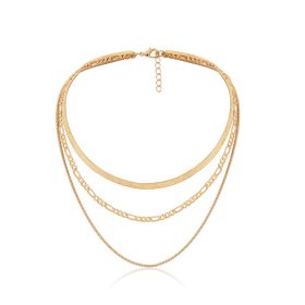 Punk Geometric Snake Bones Chain Multi-layer Necklace (Color: Gold)