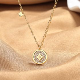 High-grade New Chinese Style Copper Coin Necklace (Color: Gold)