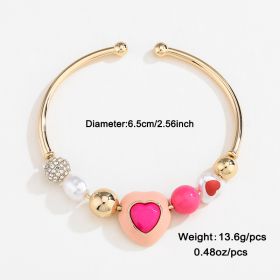 Fashion Original Design Heart Peach Pearl Combination Bracelet Suit (Option: DNXB04182color)