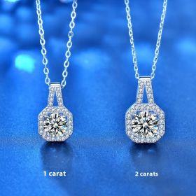 Moissanite S925 Sterling Silver Necklace For Women All-match Niche High Sense (Option: White Gold Color 2 Karat-925 Silver)