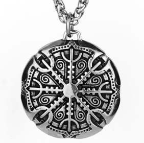 Vintage Nordic Rune Necklaces For Men Stainless Steel Norse Runes Viking Jewerly Pagan Elder Futhark Pendant Amulet Fashion Jewelry (Option: Nordic Shield)