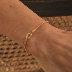 Stainless Steel Valentine's Day Knot Snake Chain Necklace Hand Knotted Bracelet (Option: Gold Bracelet)