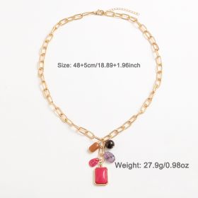 Temperament Entry Lux Color Pendant Necklace For Women European And American (Option: DNXN045081color)