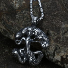 Vintage Nordic Rune Necklaces For Men Stainless Steel Norse Runes Viking Jewerly Pagan Elder Futhark Pendant Amulet Fashion Jewelry (Option: Celtic Tree)