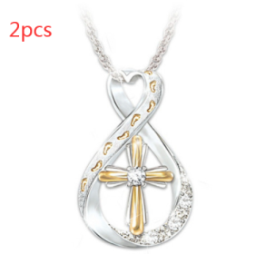 Cross Footprint Diamond Pendant Two Tone (Option: Twocolor cross-2PCS)