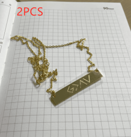 European And American Fashion One Word Horizontal Bar Pendant Necklace (Option: Gold-2PCS)