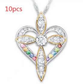 Fashion Love Heart Shaped Cross Pendant (Option: Love heart shaped cross-10PCS)