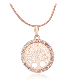 Asgard Crafted Celtic Tree Of Life Ladies Pendant With Cubic Zirconia (Option: Rose Gold)