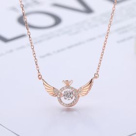 Angel Wings Wings Necklace Women's Korean Light Luxury Simple (Option: Rose Gold)