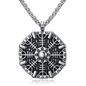 Vintage Nordic Rune Necklaces For Men Stainless Steel Norse Runes Viking Jewerly Pagan Elder Futhark Pendant Amulet Fashion Jewelry (Option: Terror Shield)