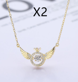 Angel Wings Wings Necklace Women's Korean Light Luxury Simple (Option: Gold 2PCS)