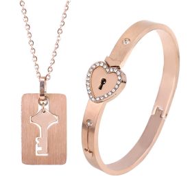Fashion Jewelry Titanium Steel Couple Love Lock, Bracelet, Key Set, Necklace (Option: 5 Style)