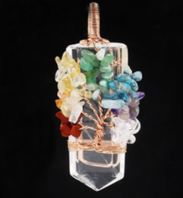 Crystal Column Tree Of Life Winding Pendant Necklace (Option: Clear)