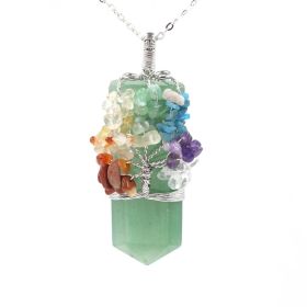 Crystal Column Tree Of Life Winding Pendant Necklace (Option: Green Aventurine)
