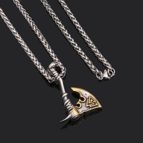 Jewelry Necklace Stainless Steel Axe Pendant Titanium Steel Orchid Chain Men (Option: Gold-Pendant necklace)