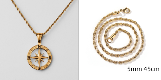 Stainless Steel Compass Circular Necklace (Option: Gold hollow with gold)