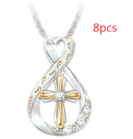 Cross Footprint Diamond Pendant Two Tone (Option: Twocolor cross-8PCS)