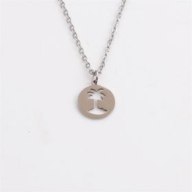 Titanium Steel Hollow Coconut Tree Pendant Neck Accessories Men (Option: SSN0150QZ Rigid Color)