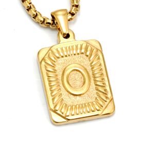European And American Fashion Men's All-stainless Steel Letter Pendant Gold-plated 18K Titanium Steel Letter Necklace (Option: Gold-O)