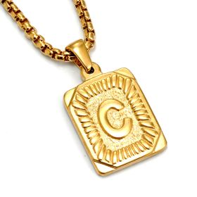 European And American Fashion Men's All-stainless Steel Letter Pendant Gold-plated 18K Titanium Steel Letter Necklace (Option: Gold-C)