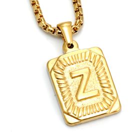 European And American Fashion Men's All-stainless Steel Letter Pendant Gold-plated 18K Titanium Steel Letter Necklace (Option: Gold-Z)