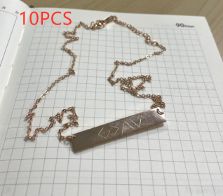 European And American Fashion One Word Horizontal Bar Pendant Necklace (Option: Rose Gold-10PCS)