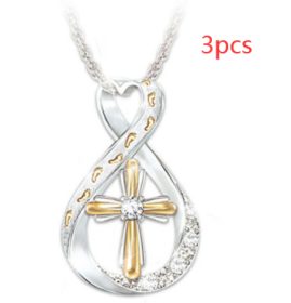Cross Footprint Diamond Pendant Two Tone (Option: Twocolor cross-3PCS)