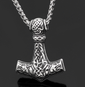 Vintage Nordic Rune Necklaces For Men Stainless Steel Norse Runes Viking Jewerly Pagan Elder Futhark Pendant Amulet Fashion Jewelry (Option: Fenrir Mjolnir)