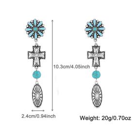 Personalized Turquoise Wax Rope Necklace Embossed Vintage Cross (Option: DNXE08560color)