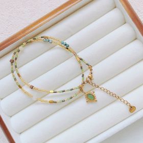 Autumn And Winter Maillard Color Necklace For Women (Option: Green Oval Pendant)