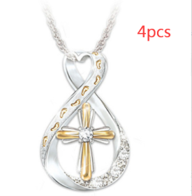 Cross Footprint Diamond Pendant Two Tone (Option: Twocolor cross-4PCS)