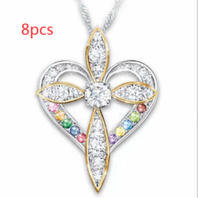 Fashion Love Heart Shaped Cross Pendant (Option: Love heart shaped cross-8PCS)