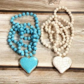 Vintage Ethnic Style Handmade Knotted Beaded Necklace (Option: Blue and White)