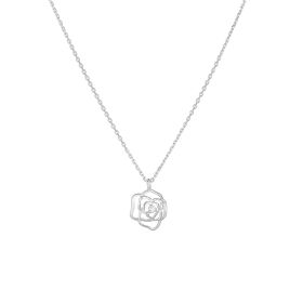 French Retro Hollow Rose Sterling Silver Necklace Women's Accessories (Option: White-925Sliver)