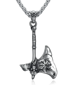 Vintage Nordic Rune Necklaces For Men Stainless Steel Norse Runes Viking Jewerly Pagan Elder Futhark Pendant Amulet Fashion Jewelry (Option: Icelandic Stave)