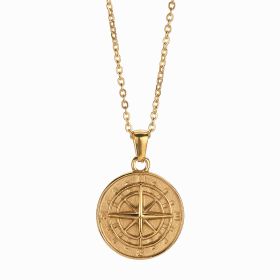 Stainless Steel Compass Circular Necklace (Option: Gold solid)