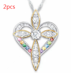 Fashion Love Heart Shaped Cross Pendant (Option: Love heart shaped cross-2PCS)