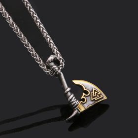 Jewelry Necklace Stainless Steel Axe Pendant Titanium Steel Orchid Chain Men (Option: Gold-Pendant)