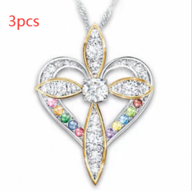 Fashion Love Heart Shaped Cross Pendant (Option: Love heart shaped cross-3PCS)