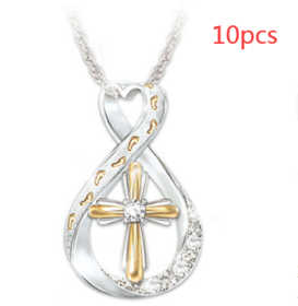 Cross Footprint Diamond Pendant Two Tone (Option: Twocolor cross-10PCS)