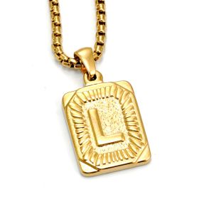 European And American Fashion Men's All-stainless Steel Letter Pendant Gold-plated 18K Titanium Steel Letter Necklace (Option: Gold-L)